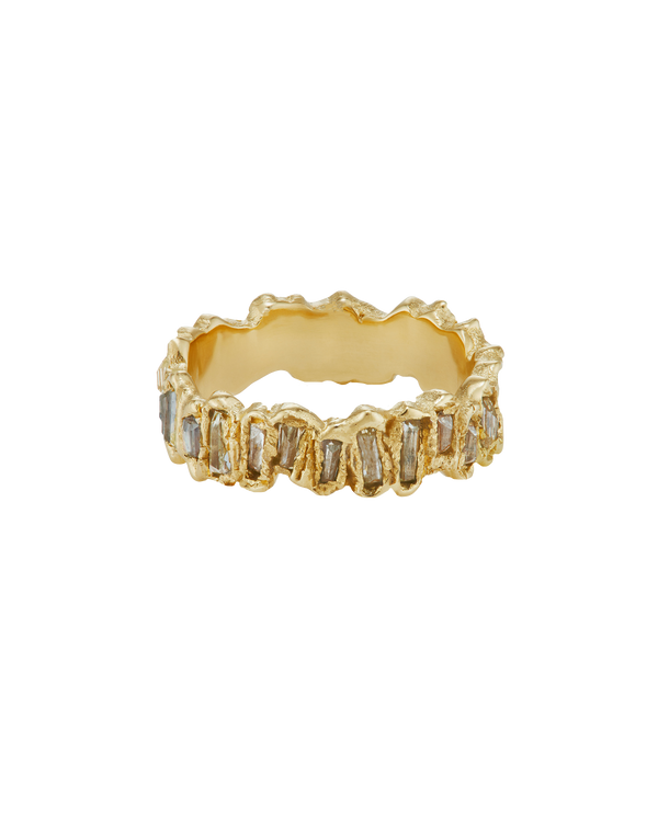 X Molten Champagne Baguette Diamond Eternity Scatter Ring