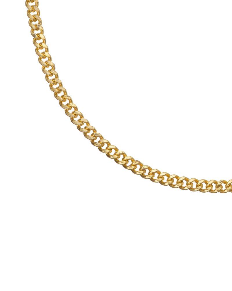 X Gold Curb Link Chain Necklace