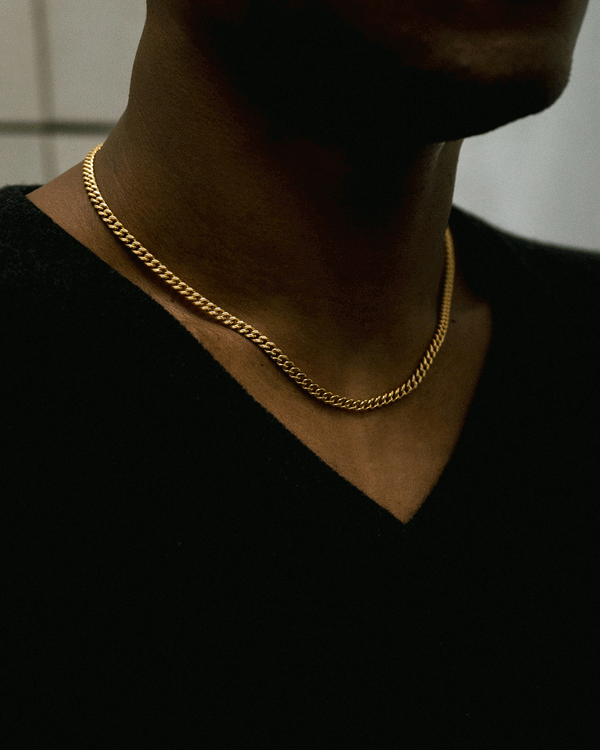 X Gold Curb Link Chain Necklace