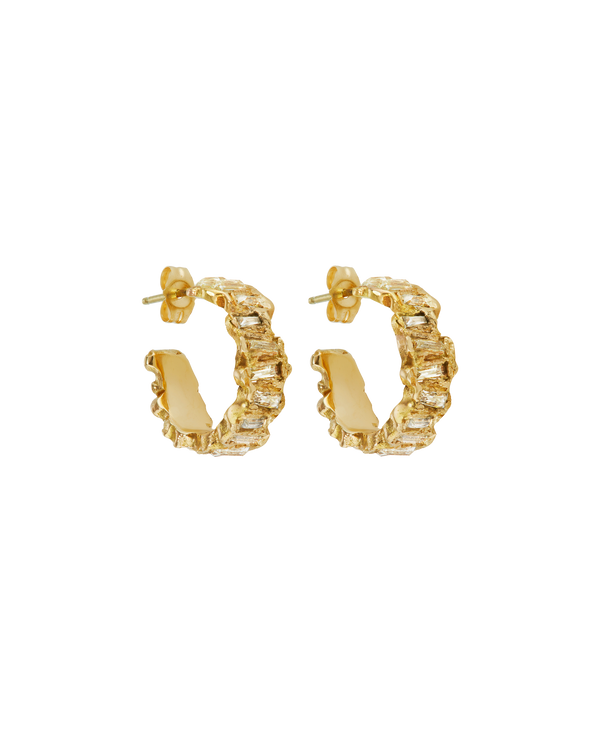 X Lemon Baguette Diamond Scatter Hoop Earrings