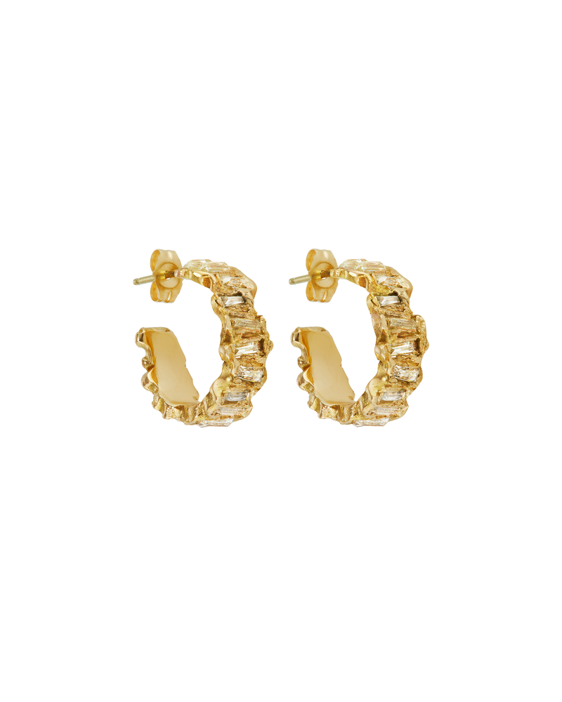 X Lemon Baguette Diamond Scatter Hoop Earrings