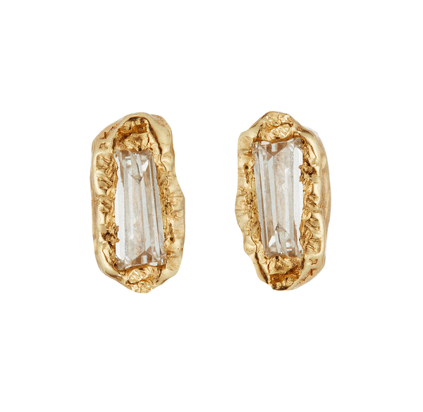 X Lemon Baguette Diamond Scatter Extra Small Stud Earrings