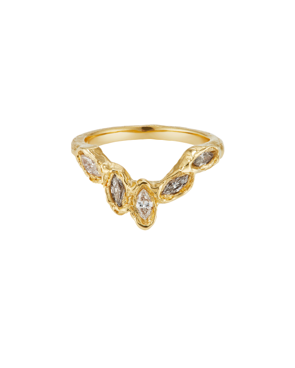 X Marquise Five Diamond V Shape Scatter Ring
