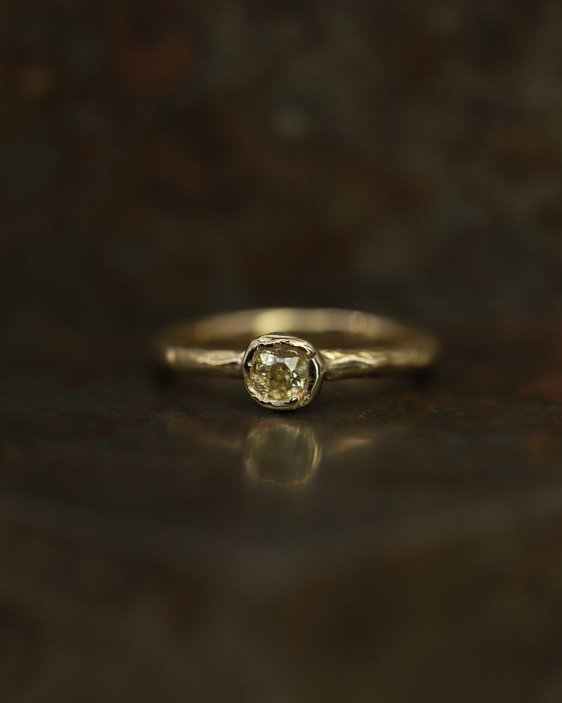 X 0.45ct Old Cut Yellow Diamond Organic Engagement Ring