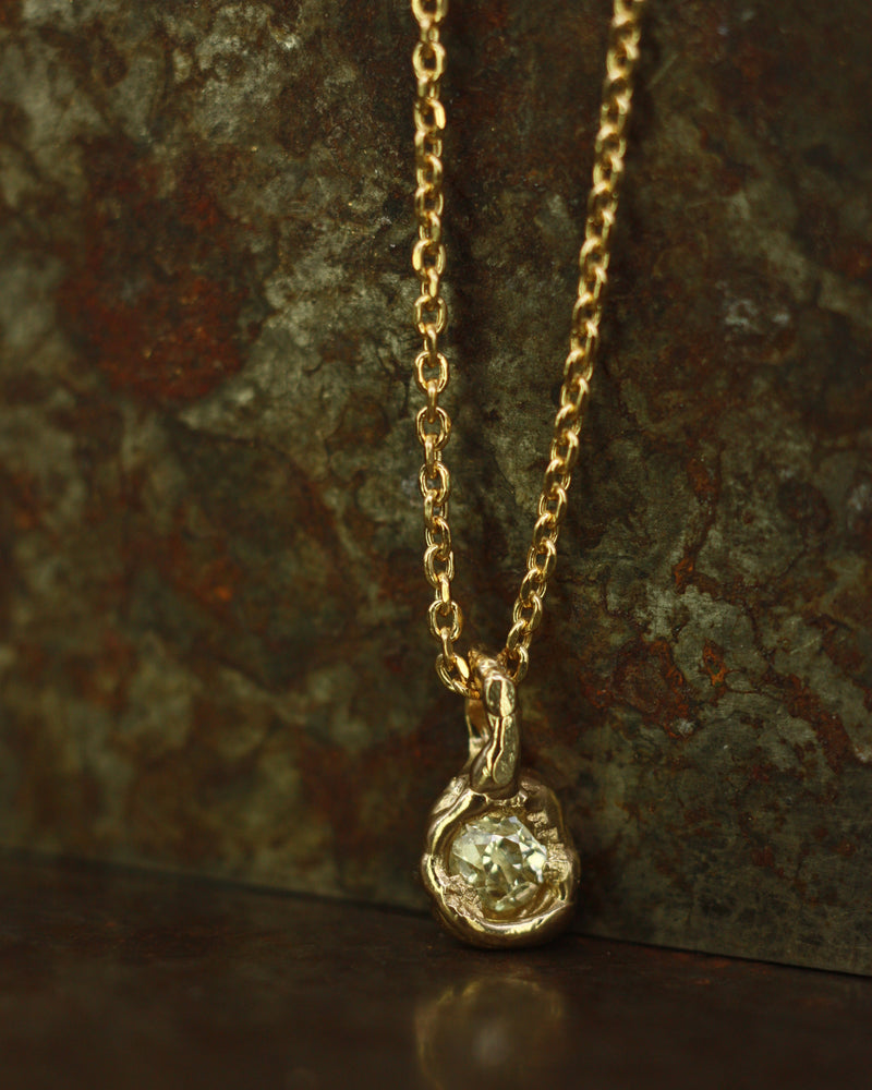 X 0.5ct Old Cut Yellow Diamond Nugget Pendant Necklace