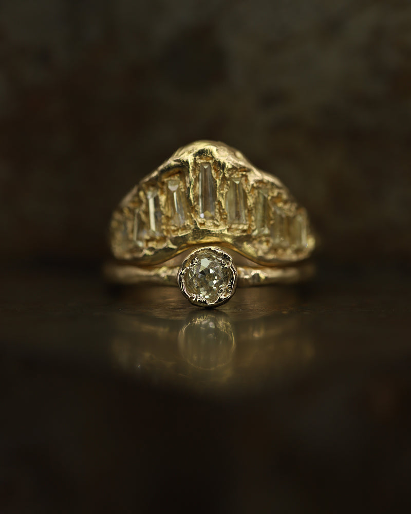 X 0.6ct Old Cut Diamond Organic Engagement Ring