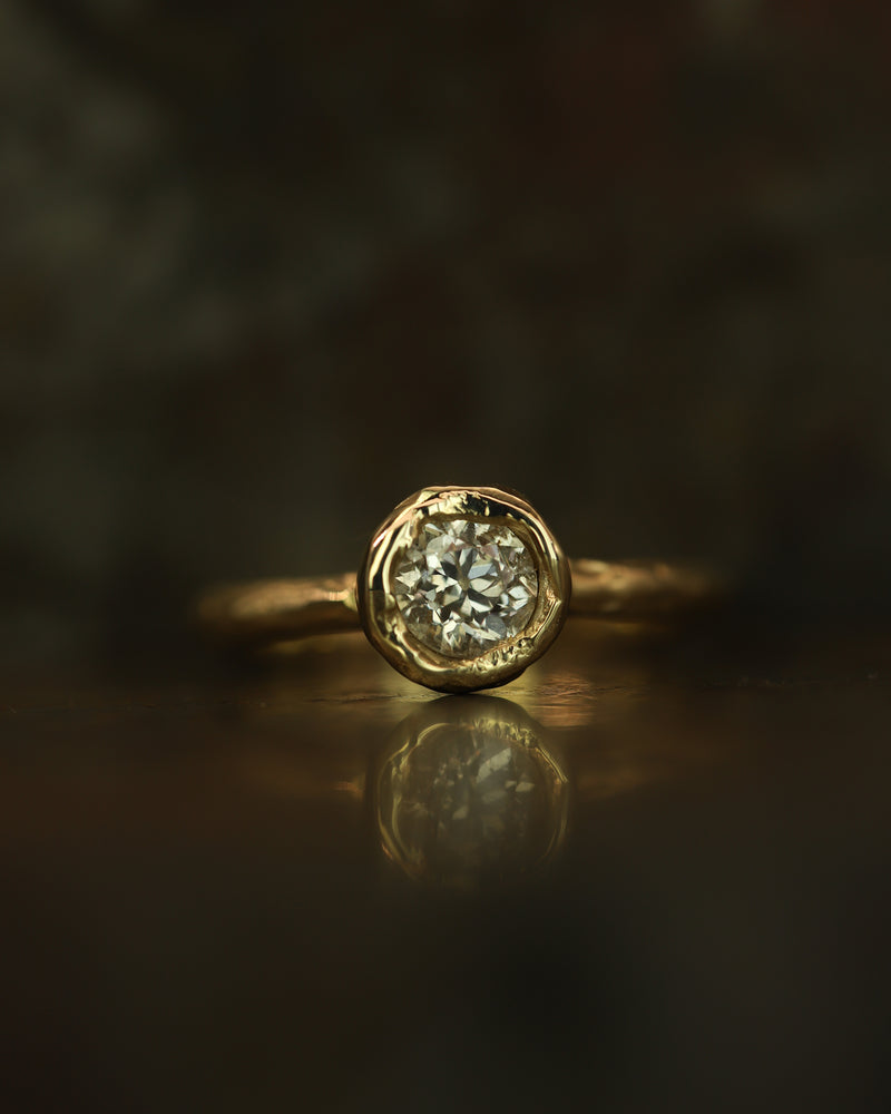 X 0.75ct Old Cut Champagne Diamond Organic Engagement Ring