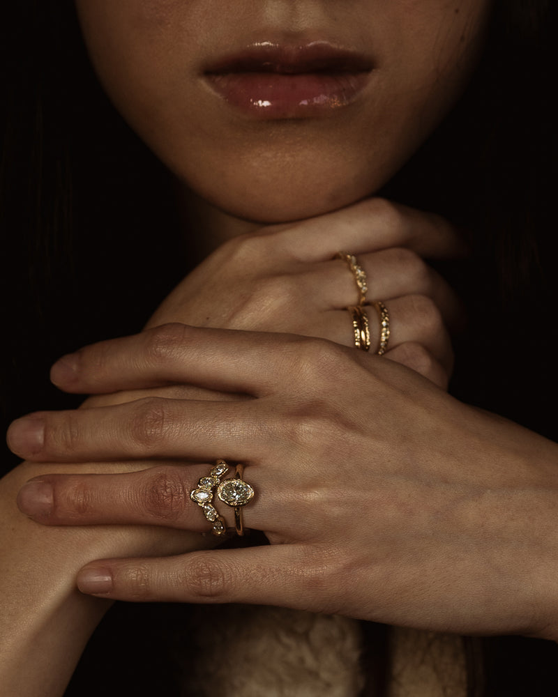 X Marquise Five Diamond V Shape Scatter Ring