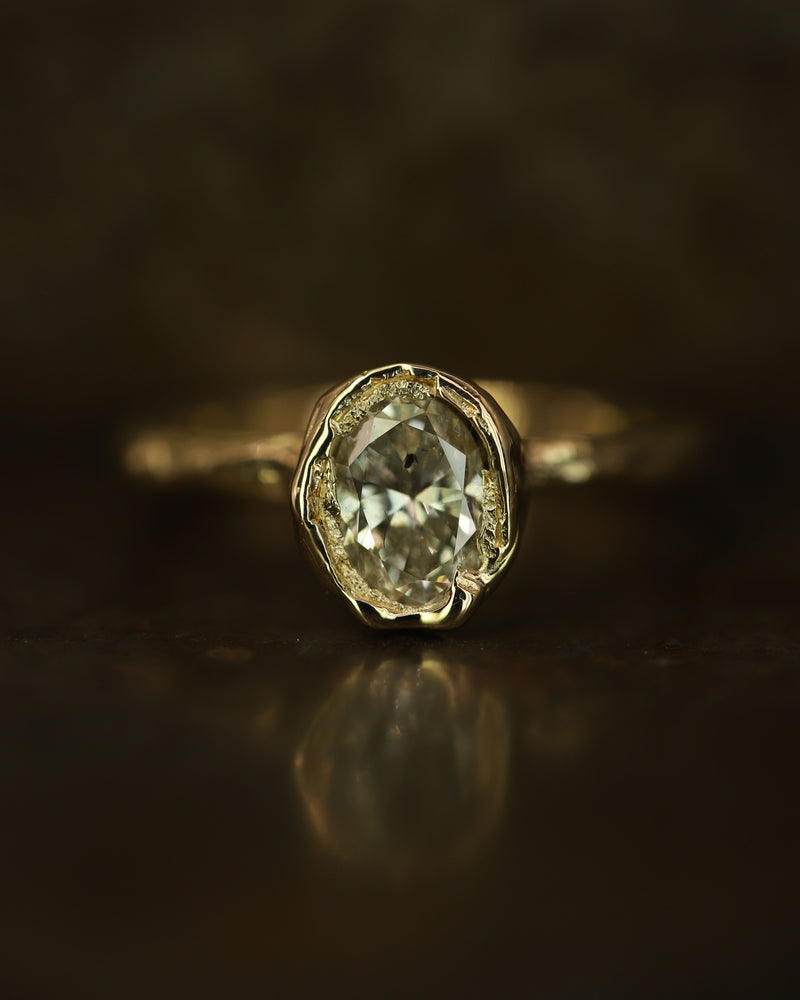 X 1ct Fancy Lemon Oval Diamond Organic Engagement Ring