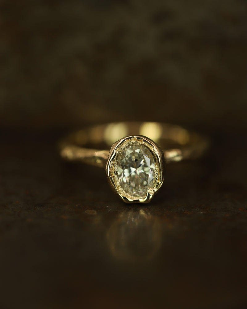 X 1ct Fancy Lemon Oval Diamond Organic Engagement Ring