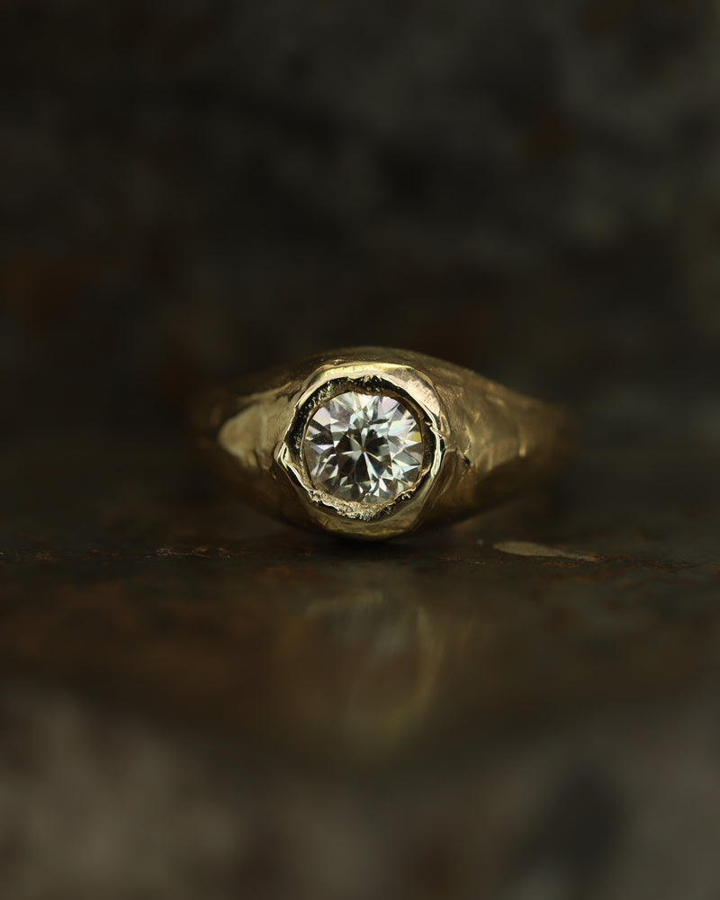 X 1ct Old Cut Diamond Engagement Signet Ring