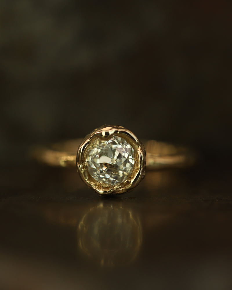 X 1ct Old Cut Diamond Organic Engagement Ring