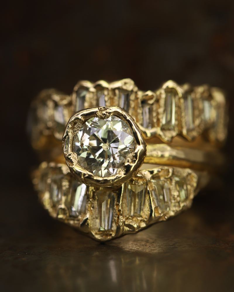 X 2ct Old Cut Diamond Organic Engagement Ring