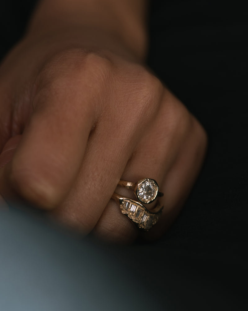 X 2ct Old Cut Diamond Organic Engagement Ring