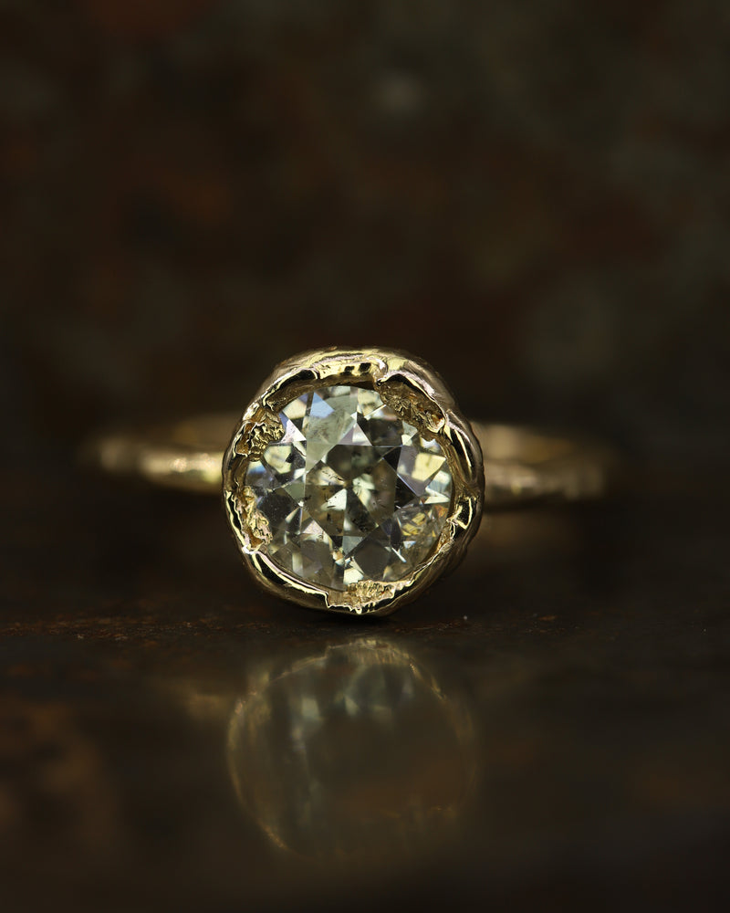 X 2ct Old Cut Diamond Organic Engagement Ring