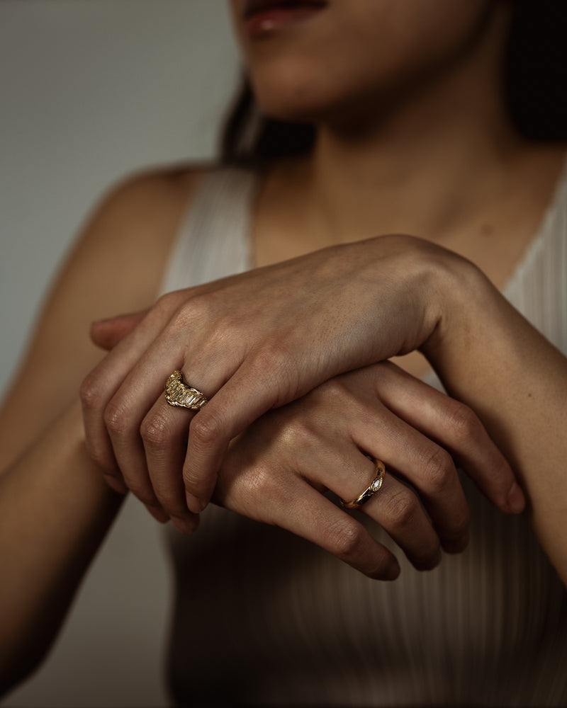 X 4mm Marquise Diamond Single Scatter Ring