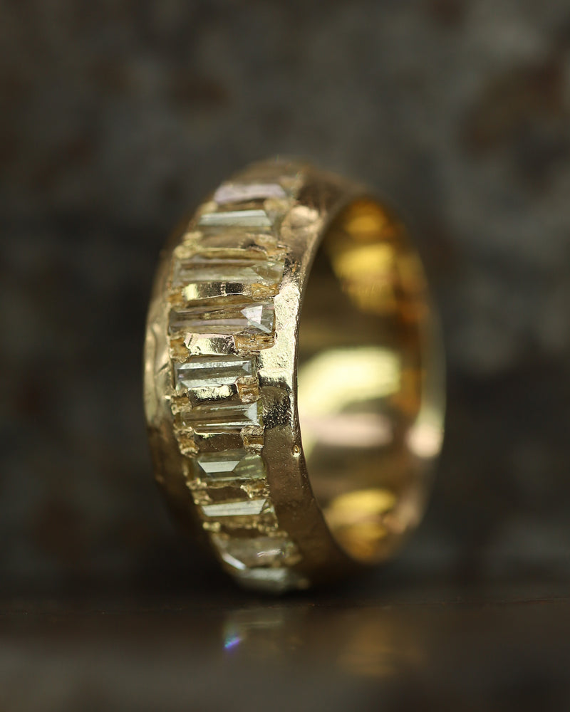 X 9mm Lemon Baguette Diamond Half Eternity Scatter Ring