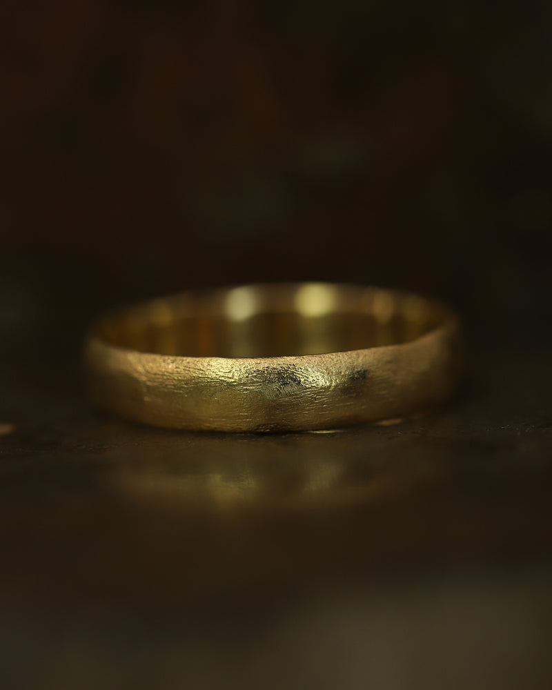 XIX 4mm Gold Brushed Flat Wedding Band
