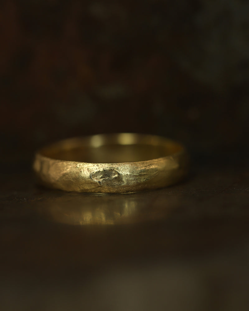 XIX 4mm Gold Erosive Court Shape Wedding Band