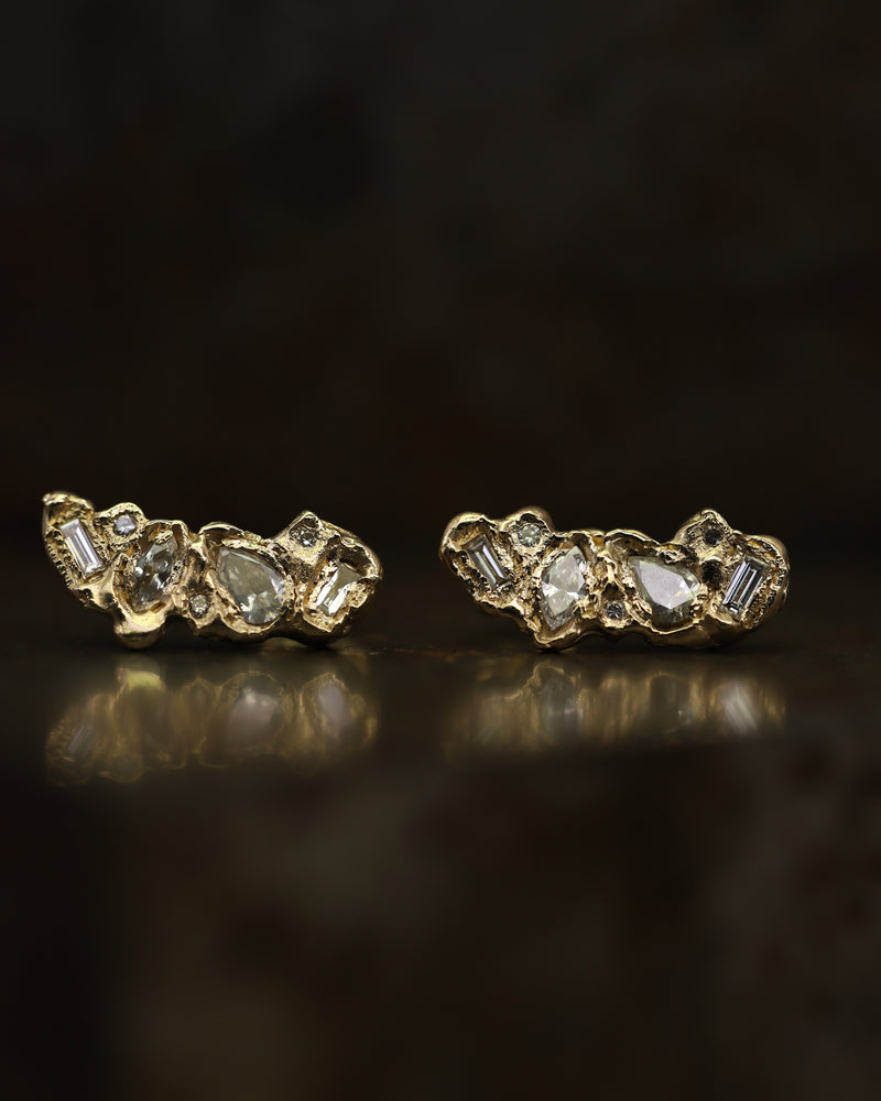 X Legacy Mixed Diamond Scatter Large Stud Earrings