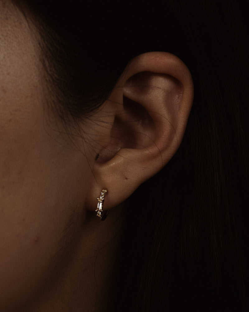X Lemon Baguette Diamond Scatter Extra Large Stud Earrings
