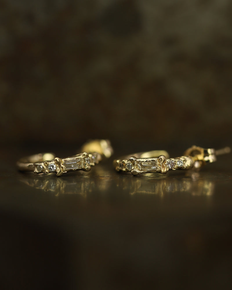 X Lemon Baguette Diamond Scatter Extra Large Stud Earrings