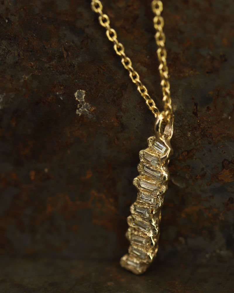 X Lemon Baguette Diamond Scatter Extra Large Pendant Necklace