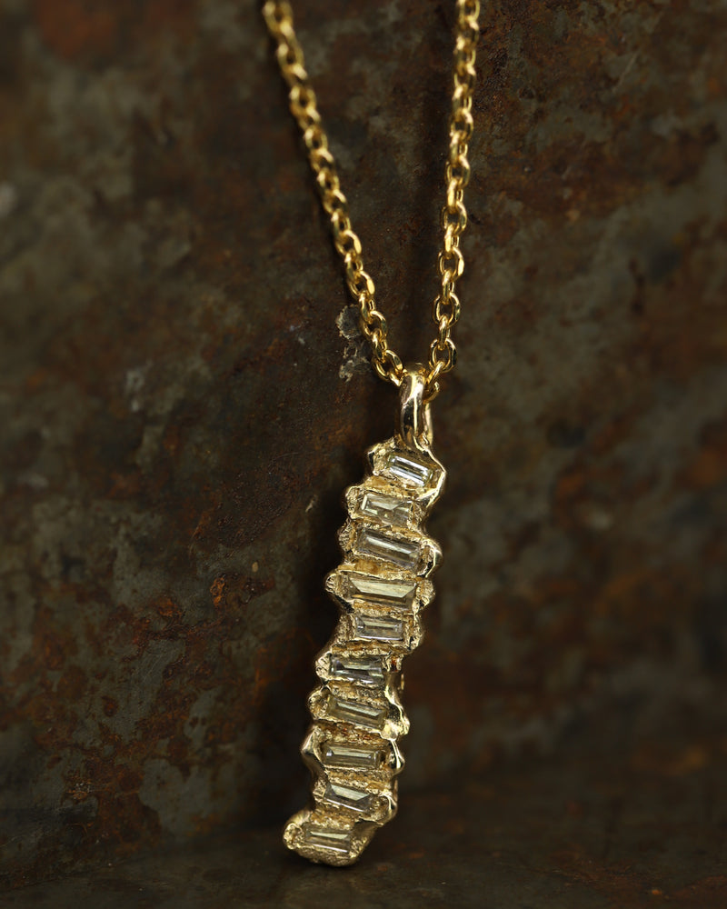 X Lemon Baguette Diamond Scatter Extra Large Pendant Necklace