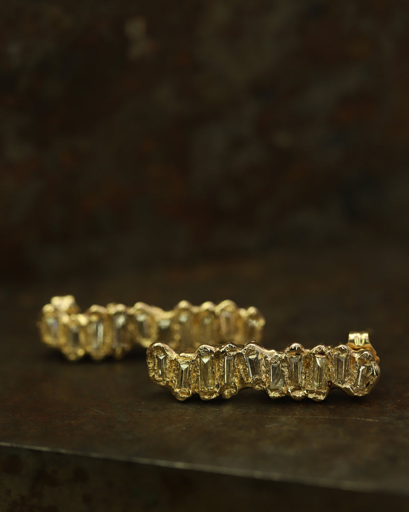 X Lemon Baguette Diamond Scatter Extra Large Stud Earrings