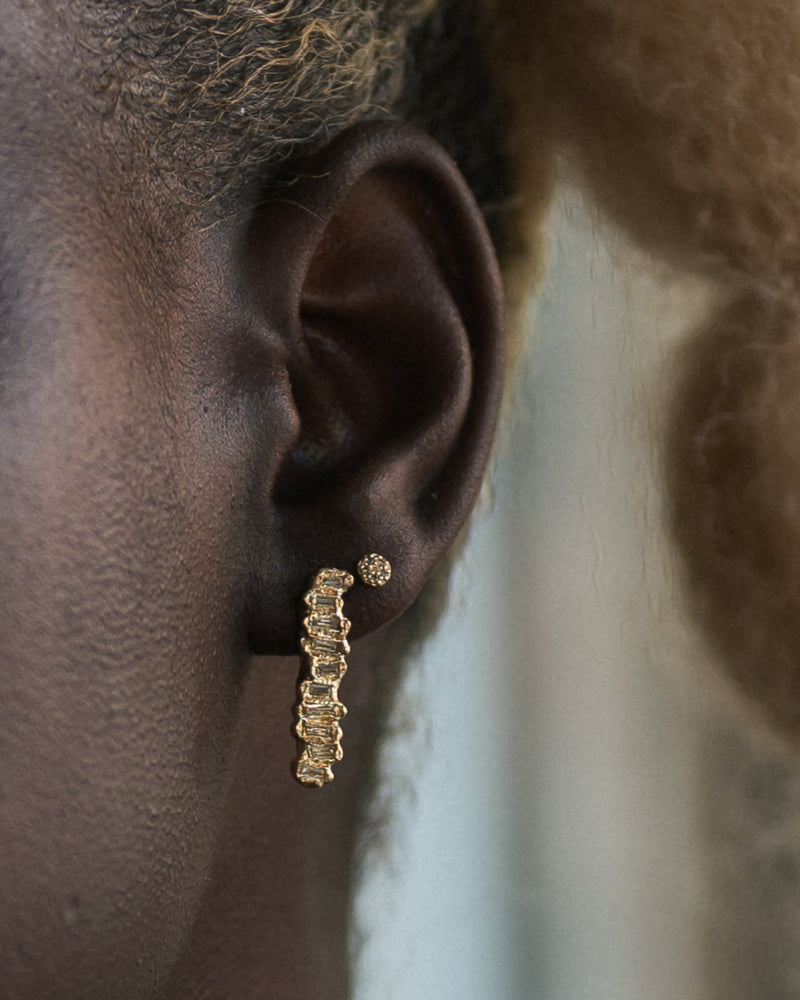 X Lemon Baguette Diamond Scatter Extra Large Stud Earrings