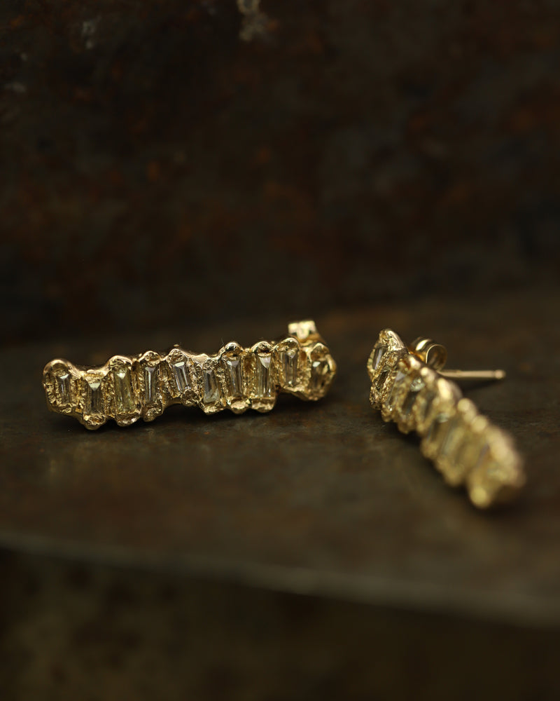 X Lemon Baguette Diamond Scatter Extra Large Stud Earrings