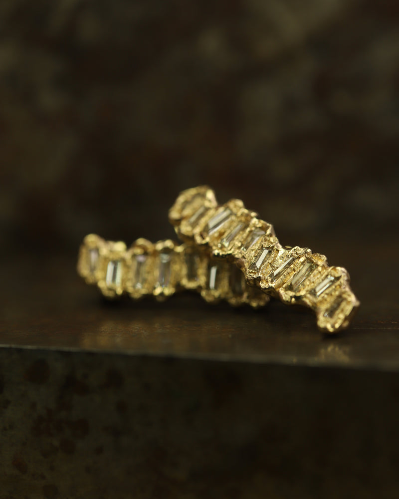 X Lemon Baguette Diamond Scatter Extra Large Stud Earrings