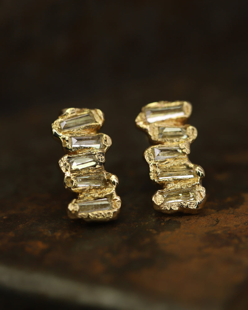 X Lemon Baguette Diamond Scatter Large Stud Earrings