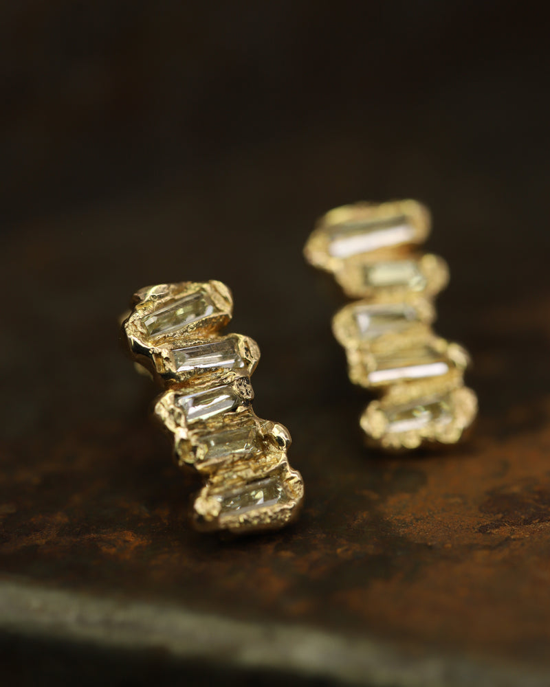 X Lemon Baguette Diamond Scatter Large Stud Earrings