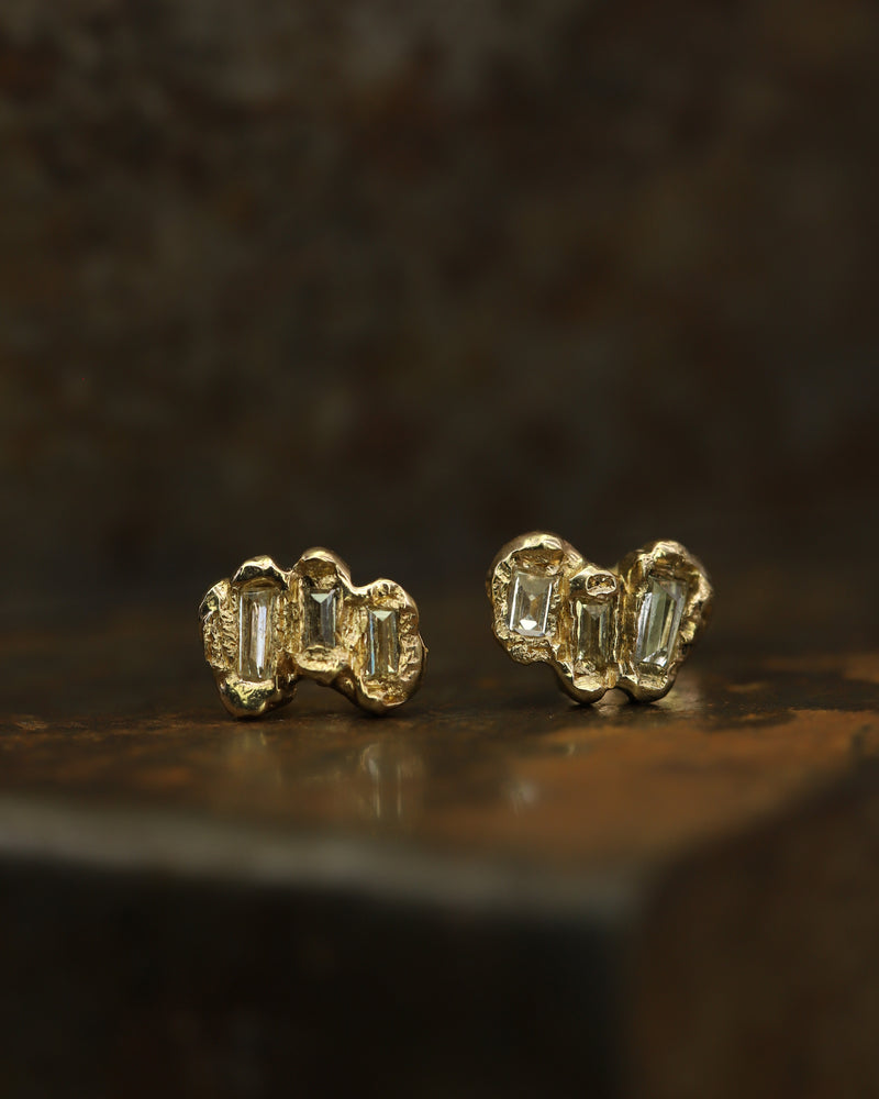 X Lemon Baguette Diamond Scatter Medium Stud Earrings
