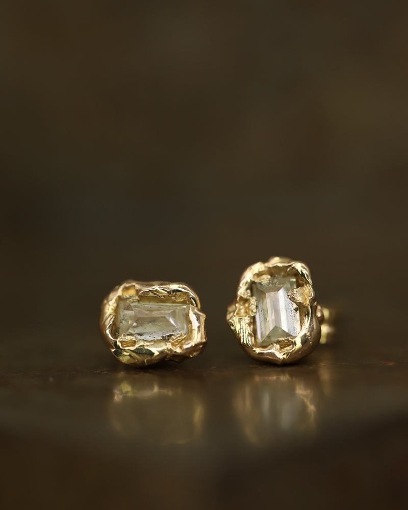 X Lemon Baguette Diamond Scatter Small Stud Earrings
