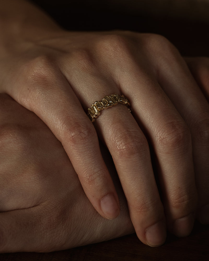 X Molten Lemon Baguette Diamond Eternity Scatter Ring