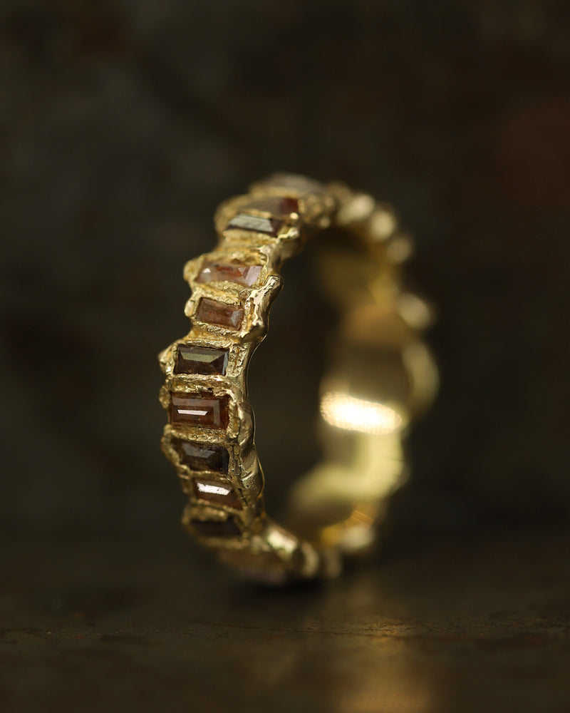 X Molten Wine Red Baguette Diamond Eternity Scatter Ring