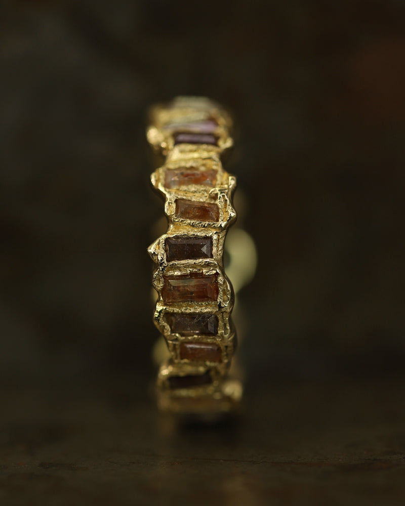 X Molten Wine Red Baguette Diamond Eternity Scatter Ring