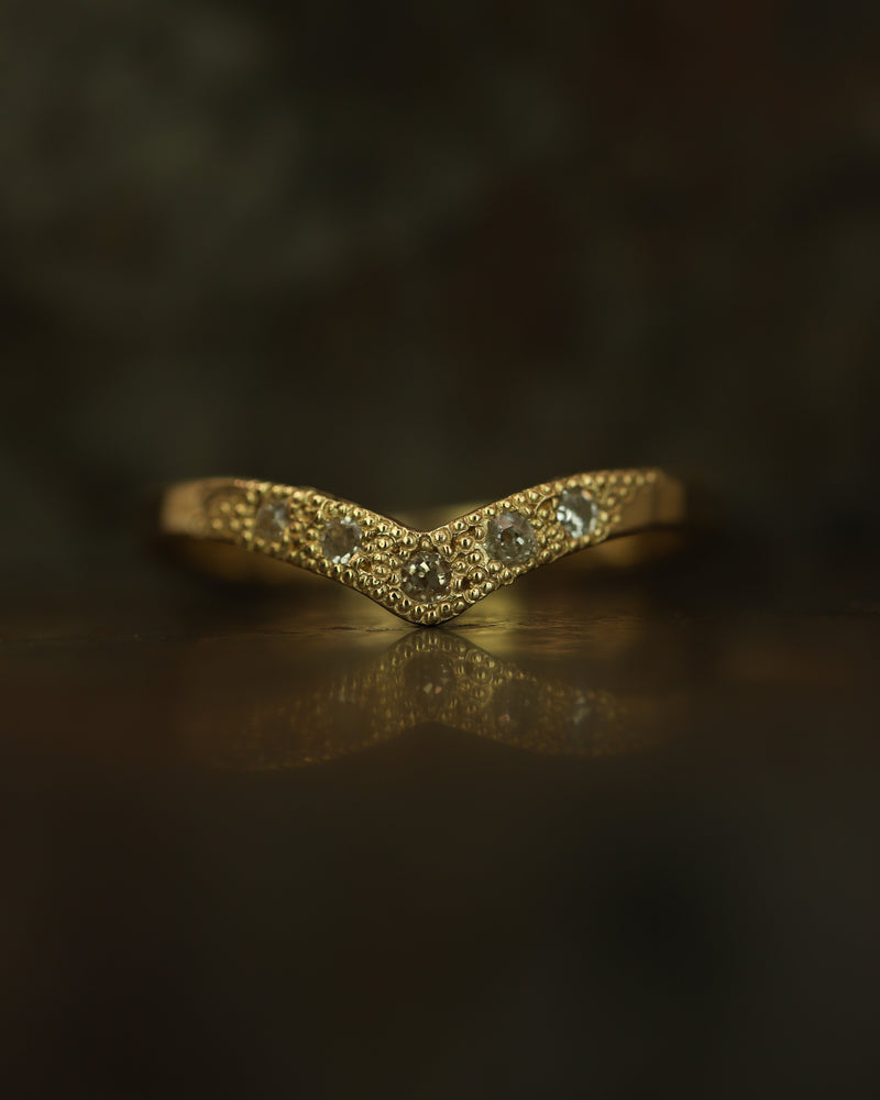 X OOAK 0.5ct Old Cut Diamond V Shape Scatter Ring