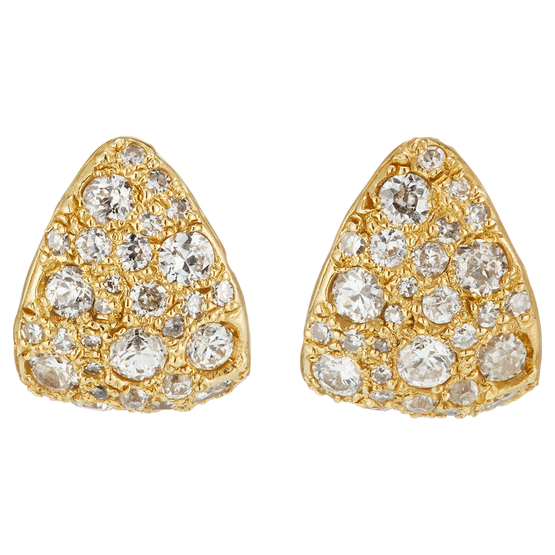 X Old Cut Diamond Wide Huggie Hoop Earrings