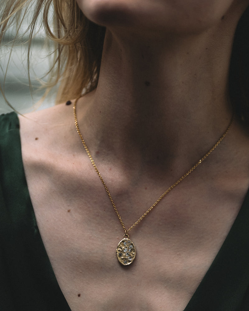 X Old Cut Large Oval Pendant Necklace