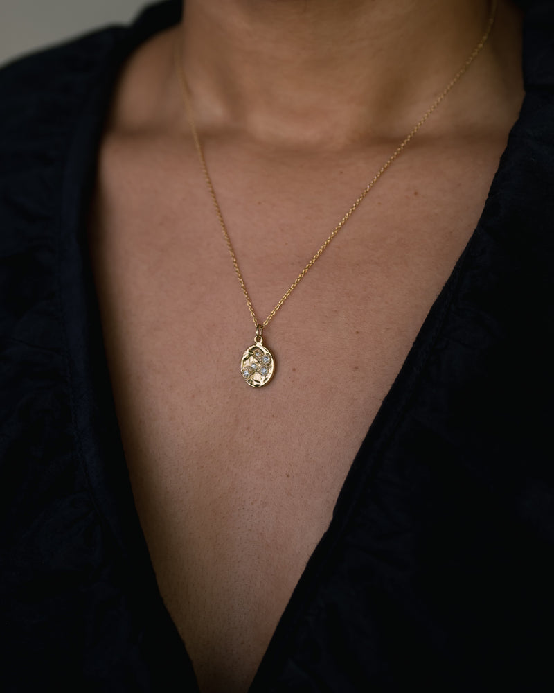 X Old Cut Small Oval Pendant Necklace