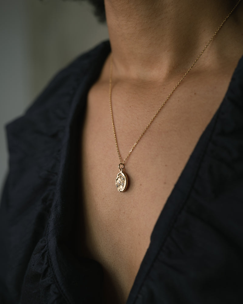 X Old Cut Small Oval Pendant Necklace