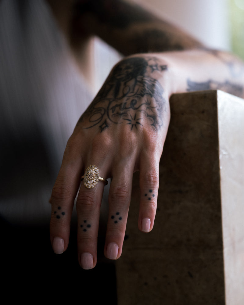 X Oval Scatter Legacy Cocktail Ring