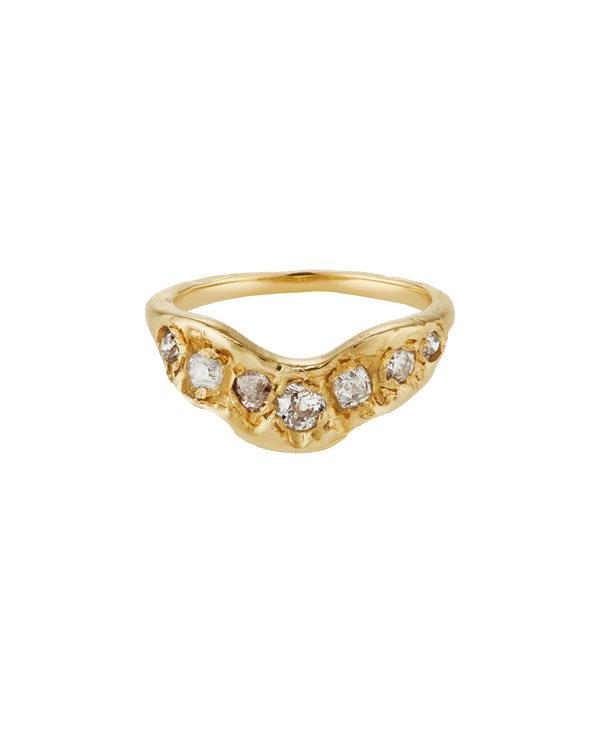 XX OOAK 1.2ct Old Cut Diamond V Shape Scatter Ring