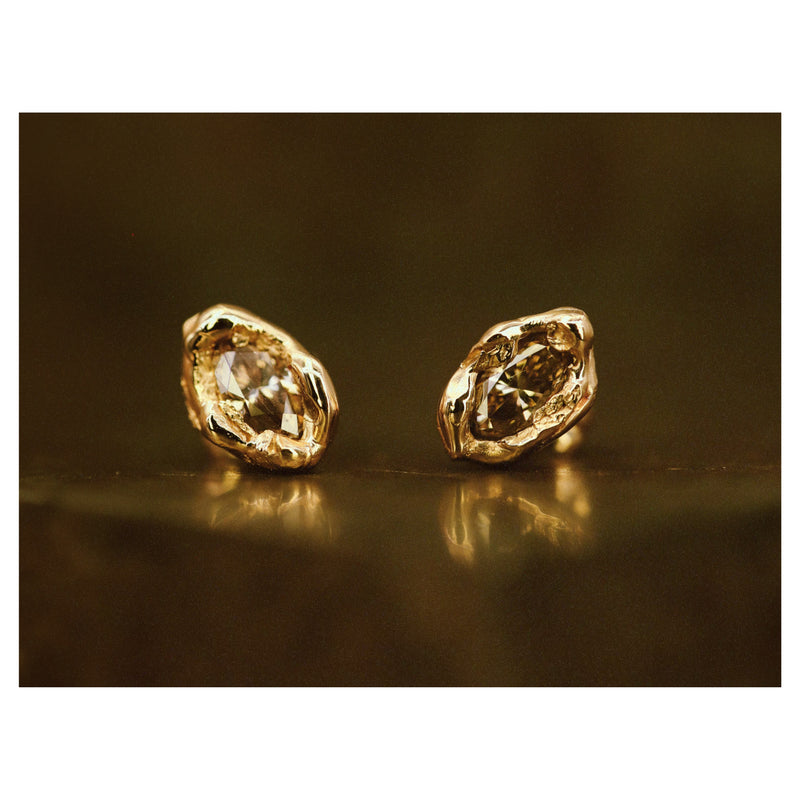 X 0.95ct Champagne Diamond Marquise Stud Earrings