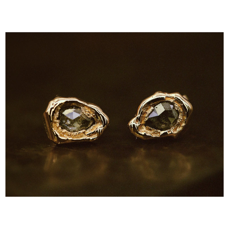 X 0.75ct Salt & Pepper Organic Diamond Stud Earrings
