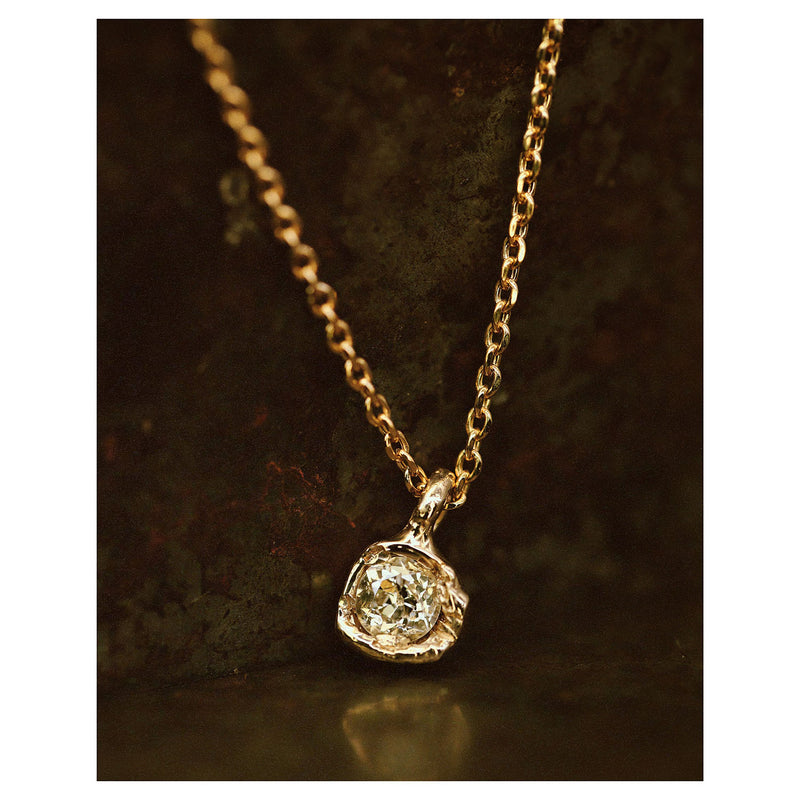 IV 0.91ct Old Cut Diamond Nugget Pendant Necklace