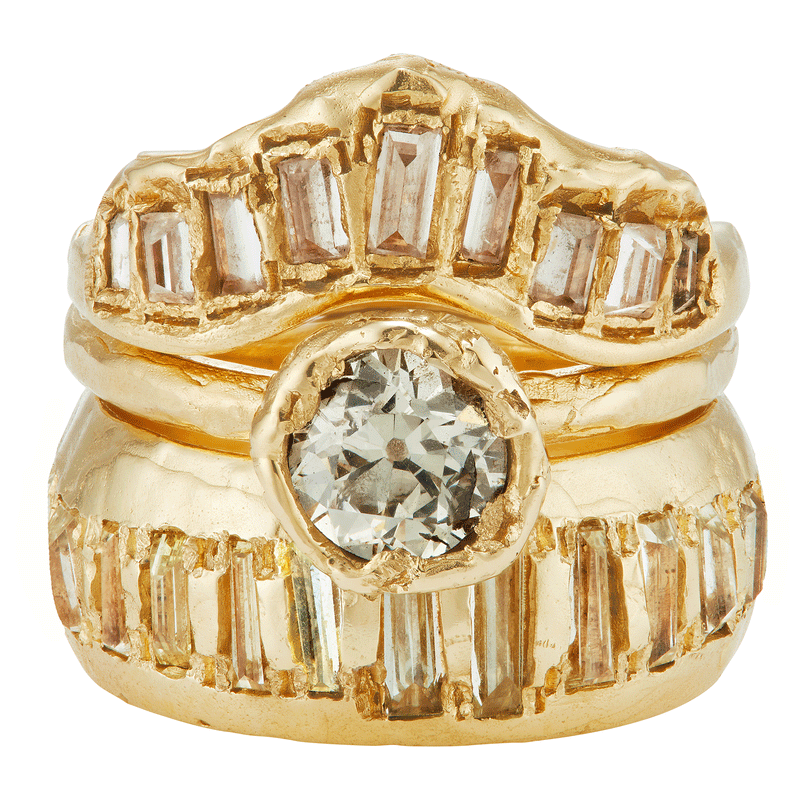 X 9mm Lemon Baguette Diamond Half Eternity Scatter Ring